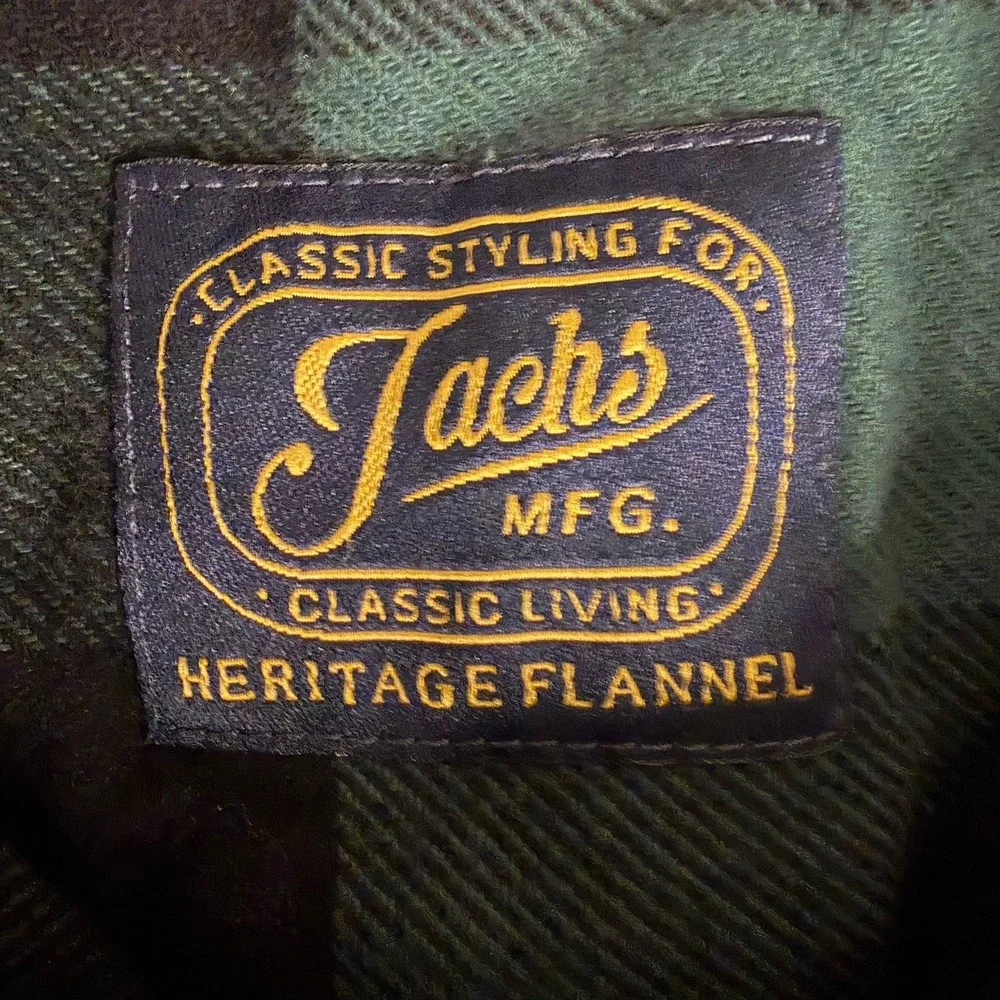 Jachs Heritage Flannel Shirt XL Green Black Plaid Long Sleeve Button-Up Men's